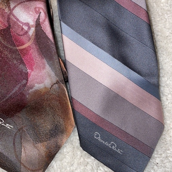 Oscar de la Renta Tie Bundle Silk and Polyester paisley Striped Abstract design - Picture 8 of 16